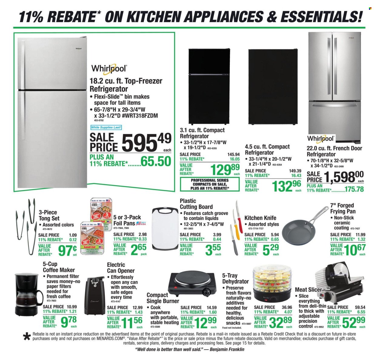 MENARDS ad - 11% Rebate* Sale