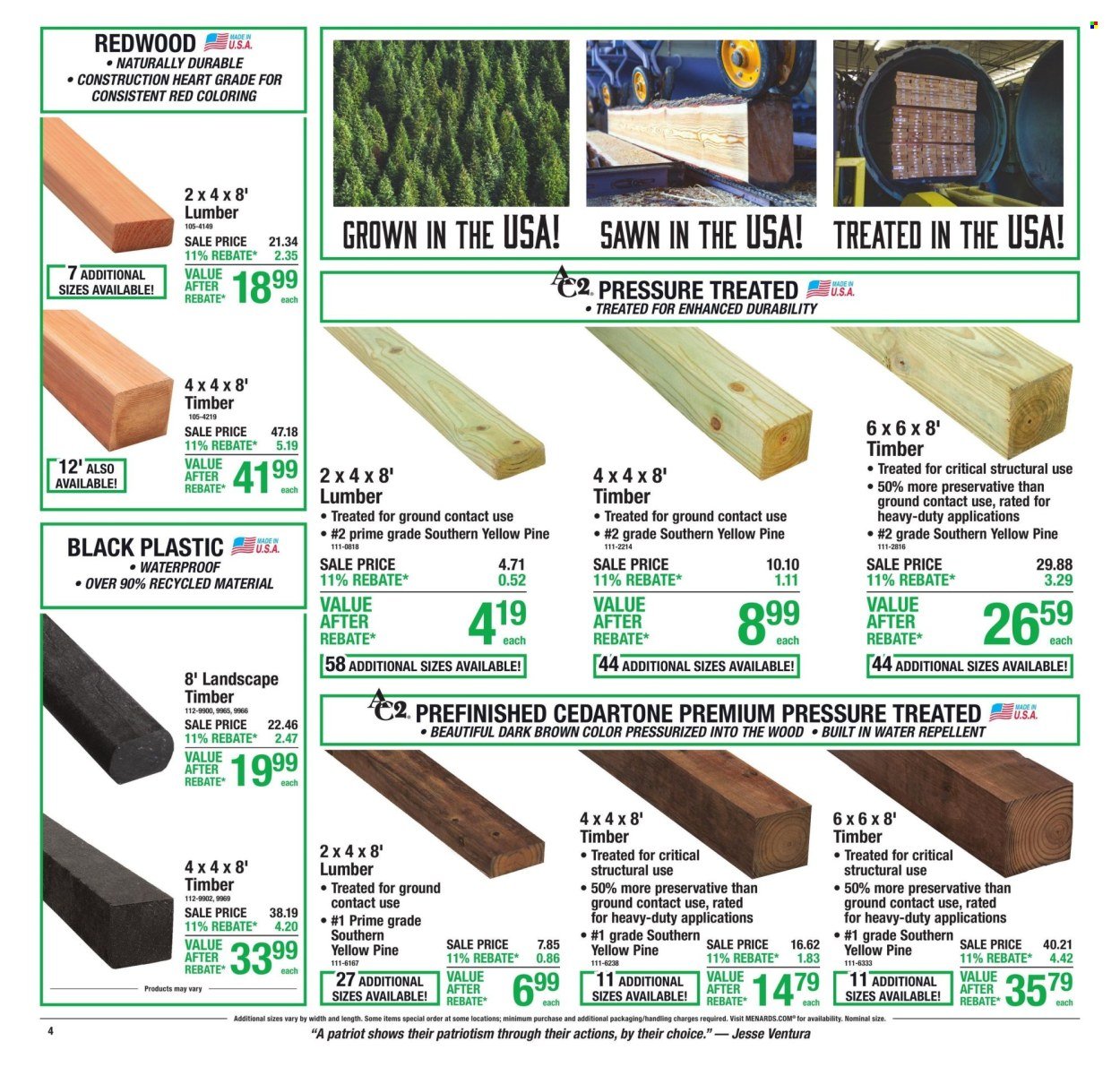 MENARDS ad - 11% Rebate* Sale