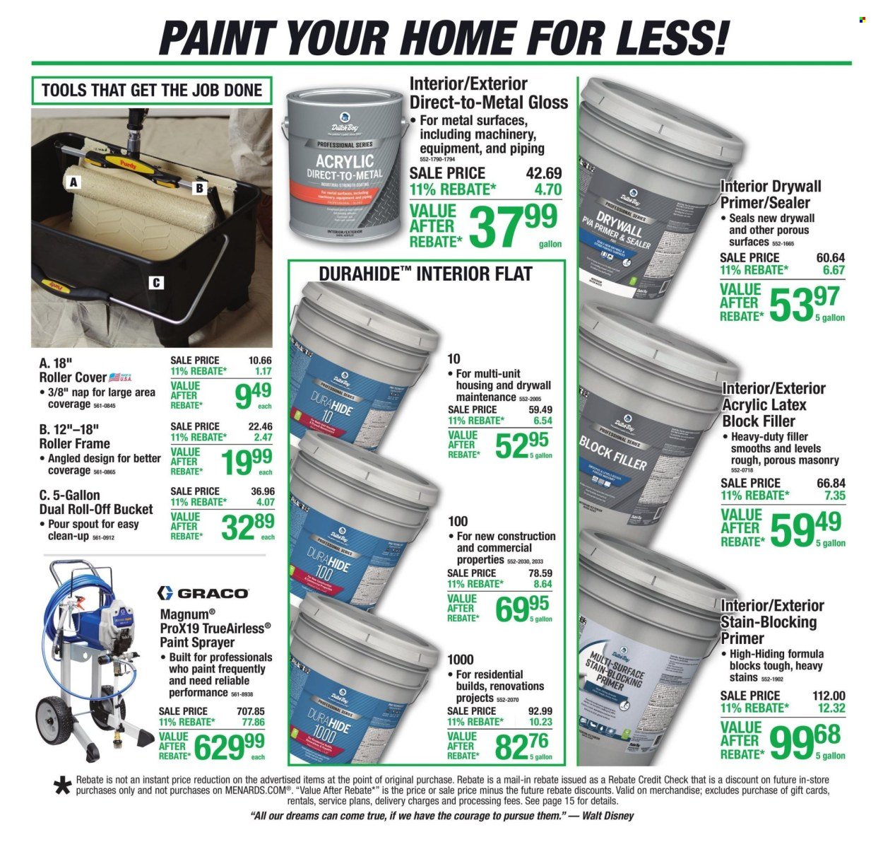 MENARDS ad - 11% Rebate* Sale