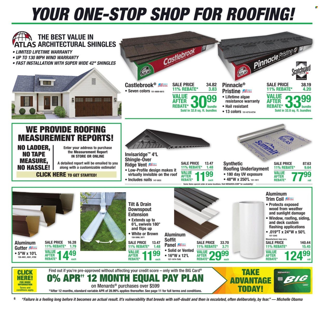 MENARDS ad - 11% Rebate* Sale