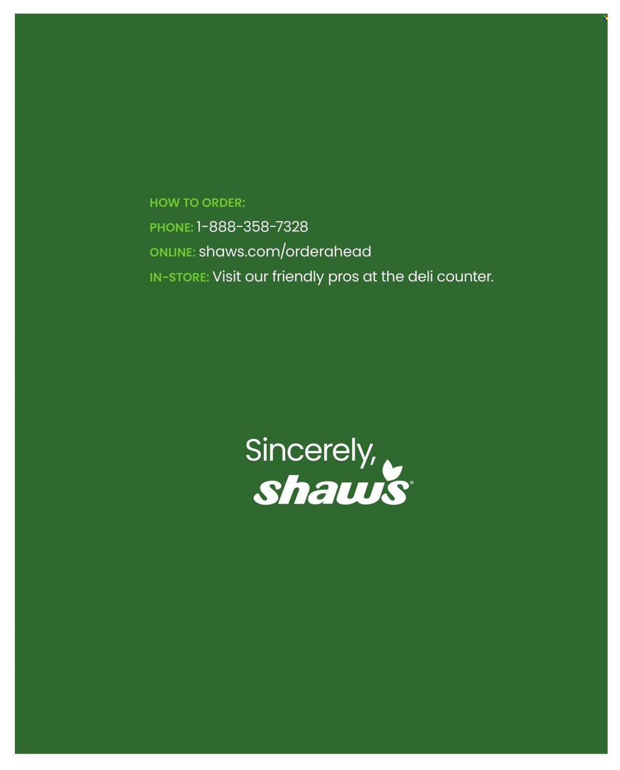 SHAW’S ad - Entertaining Guide