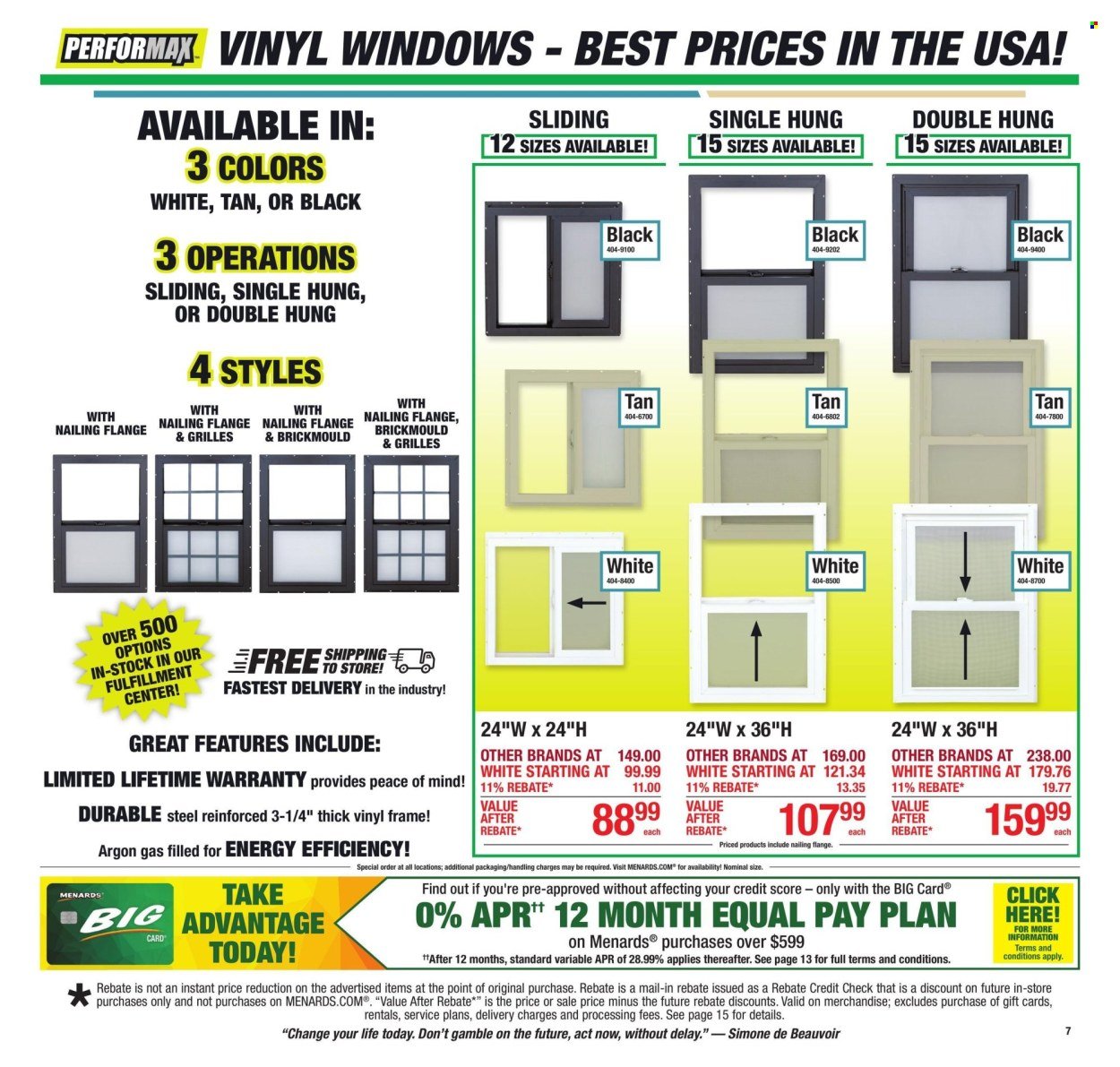 MENARDS ad - 11% Rebate* Sale