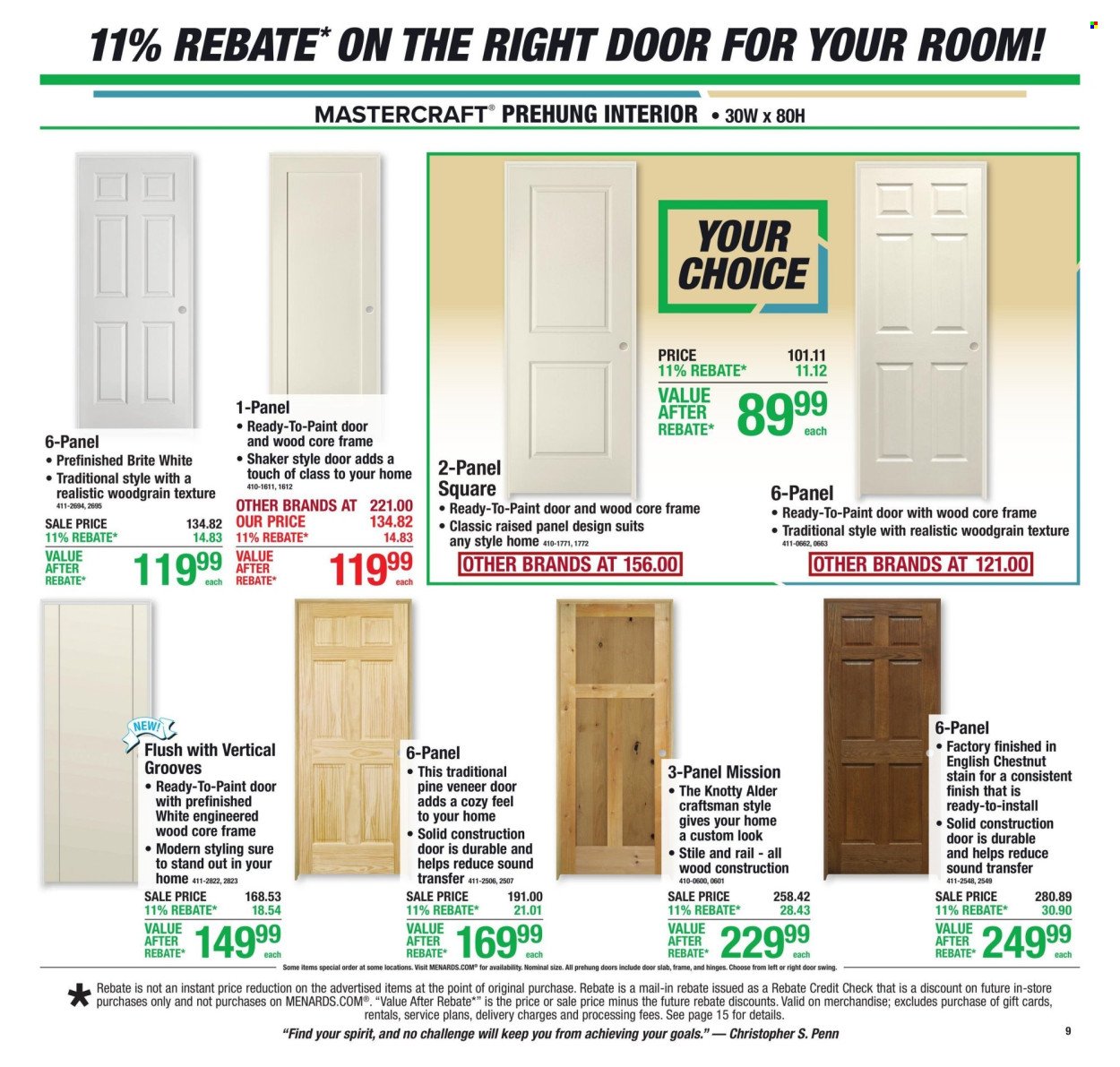 MENARDS ad - 11% Rebate* Sale