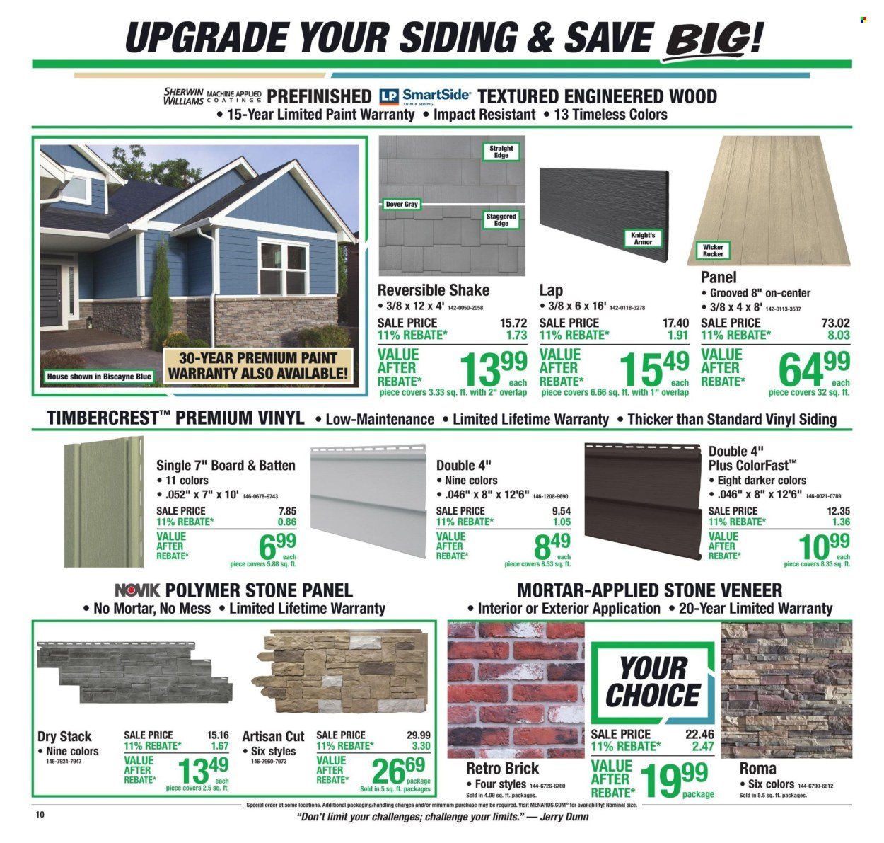 MENARDS ad - 11% Rebate* Sale
