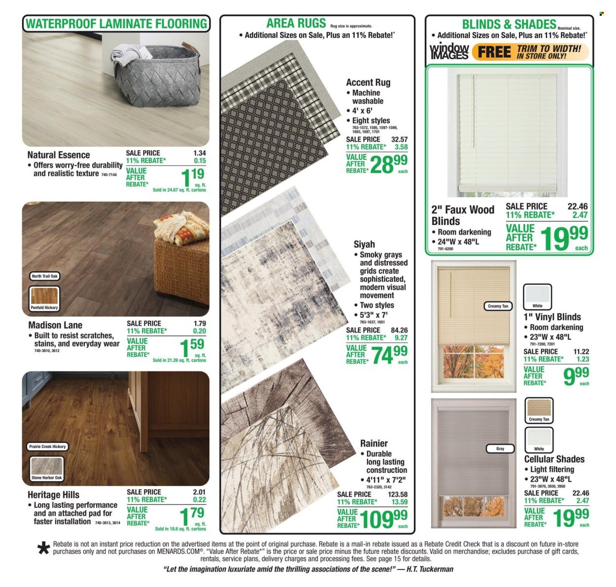 MENARDS ad - 11% Rebate* Sale