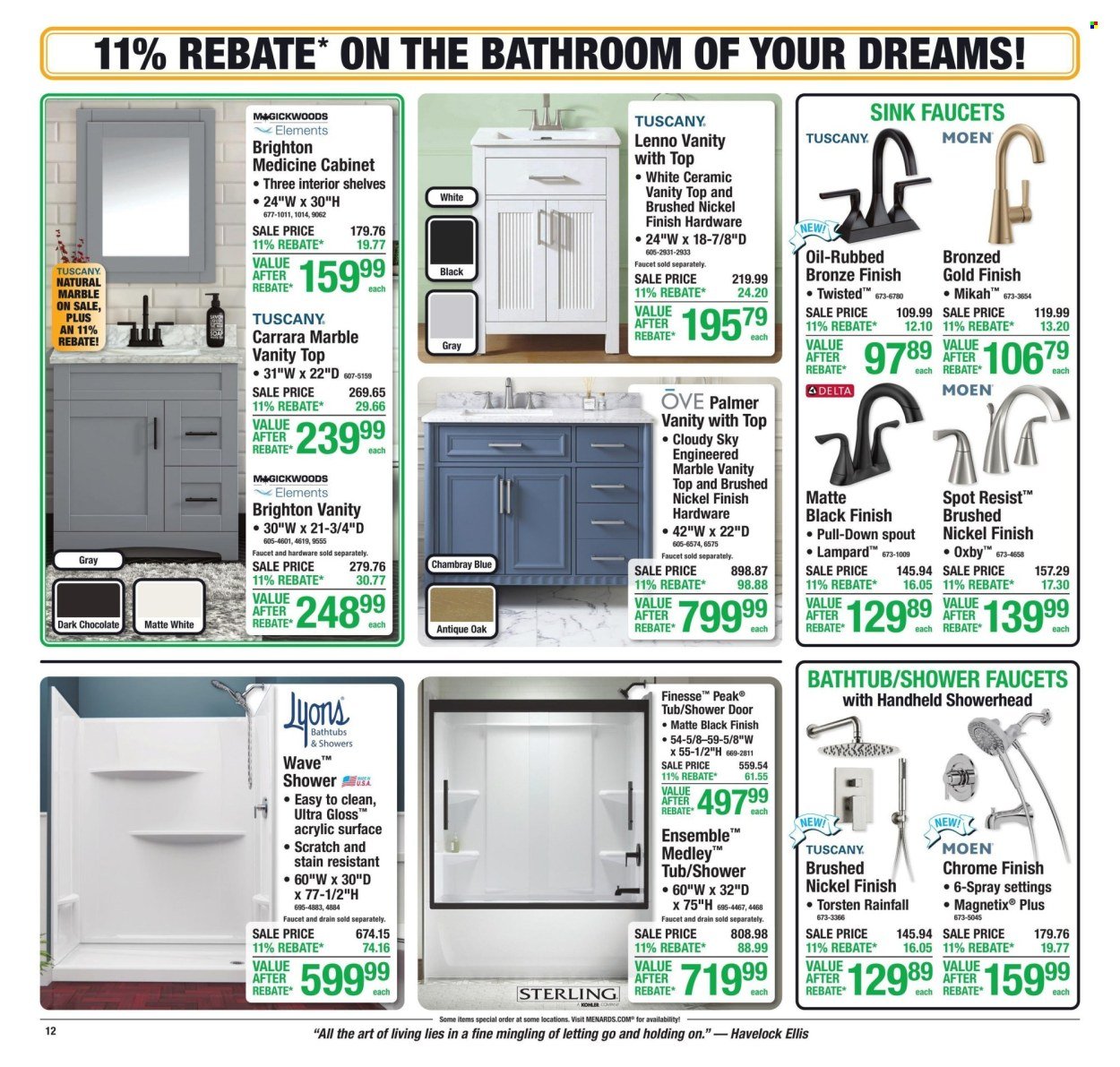 MENARDS ad - 11% Rebate* Sale