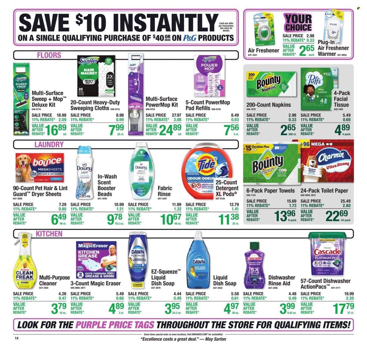 MENARDS ad - 11% Rebate* Sale