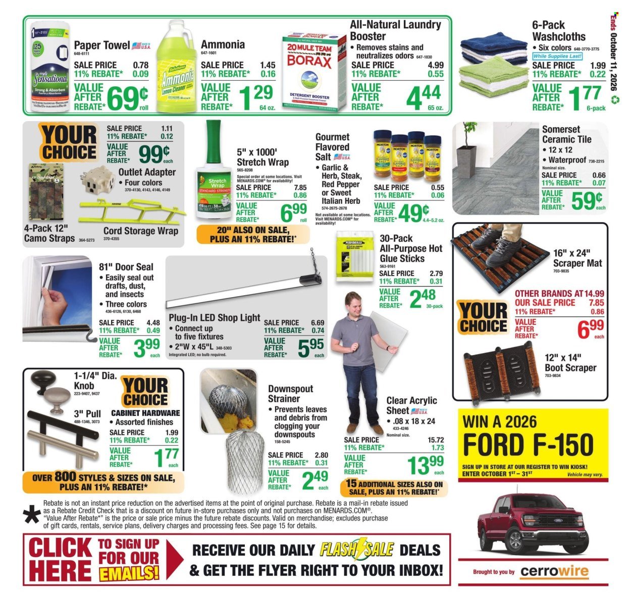 MENARDS ad - 11% Rebate* Sale