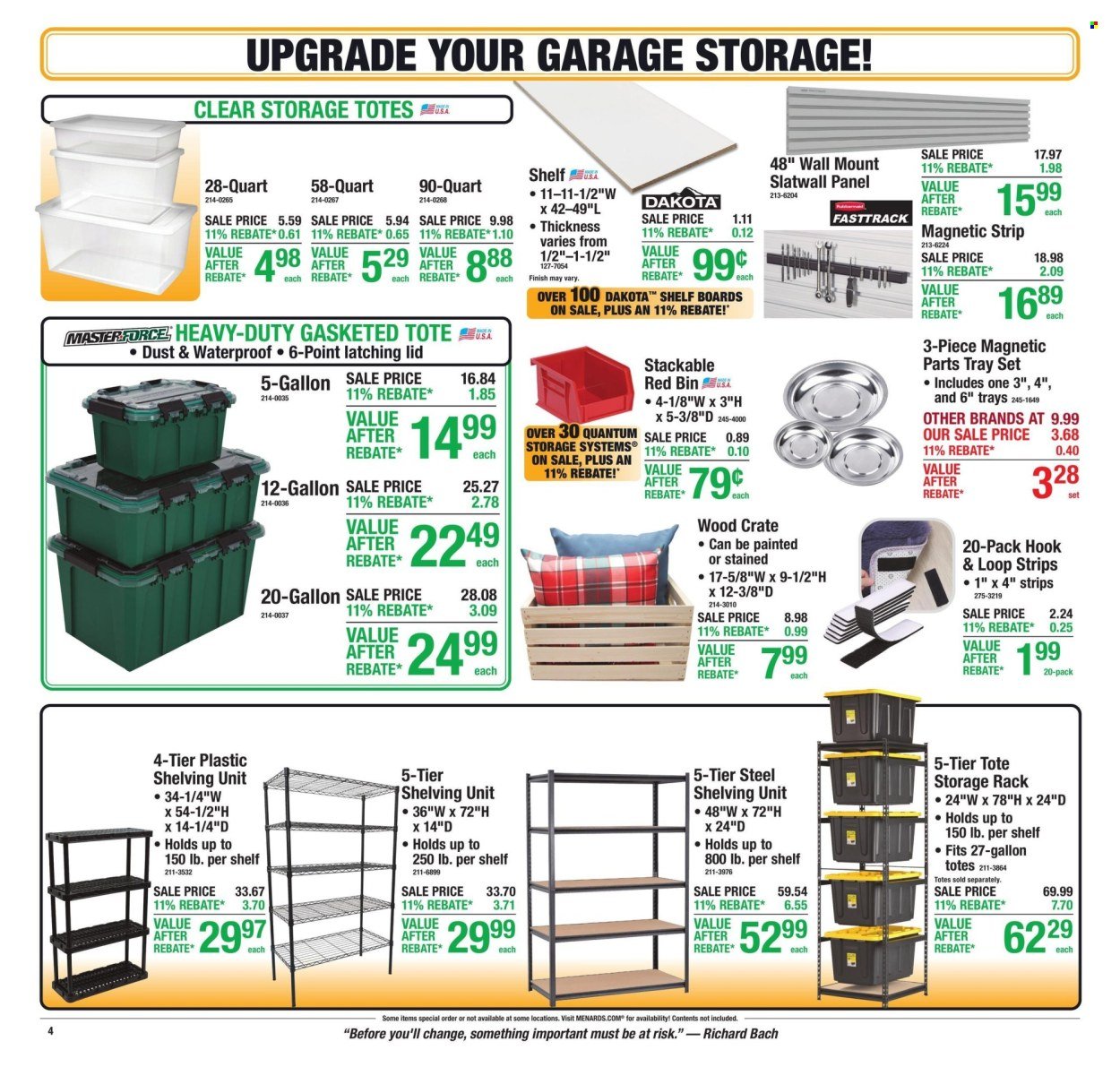 MENARDS ad - 11% Rebate* Sale