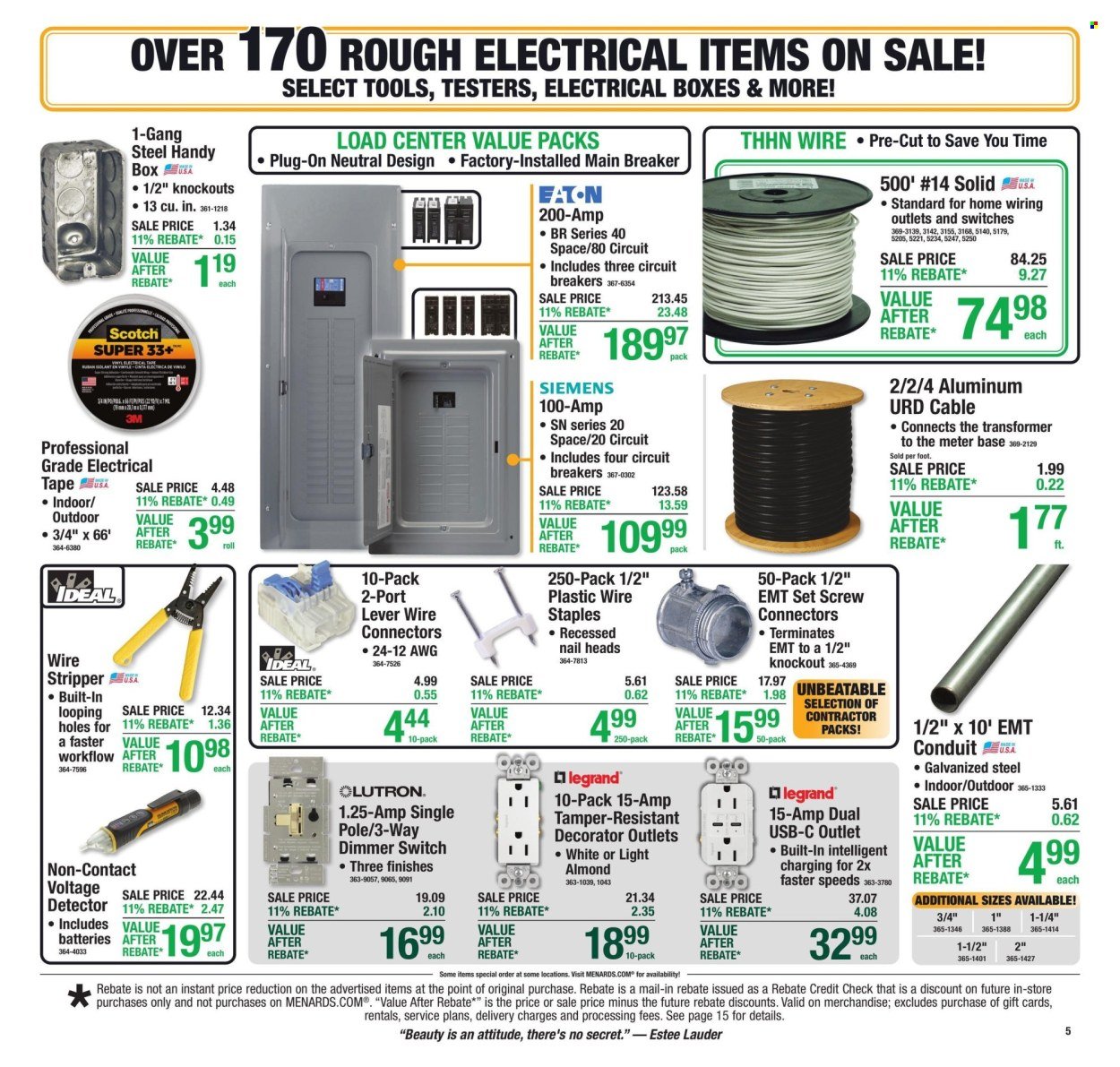 MENARDS ad - 11% Rebate* Sale