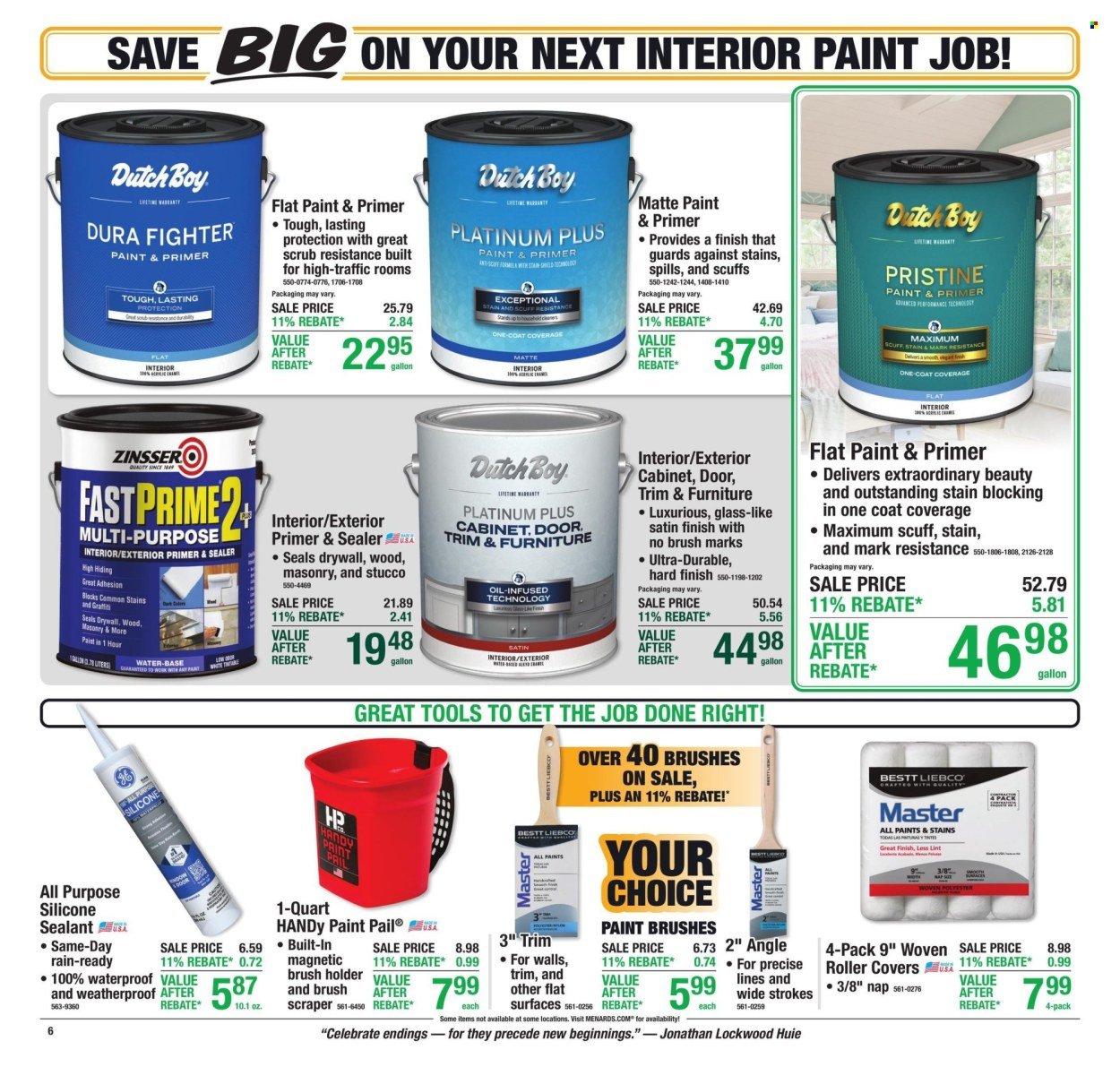 MENARDS ad - 11% Rebate* Sale