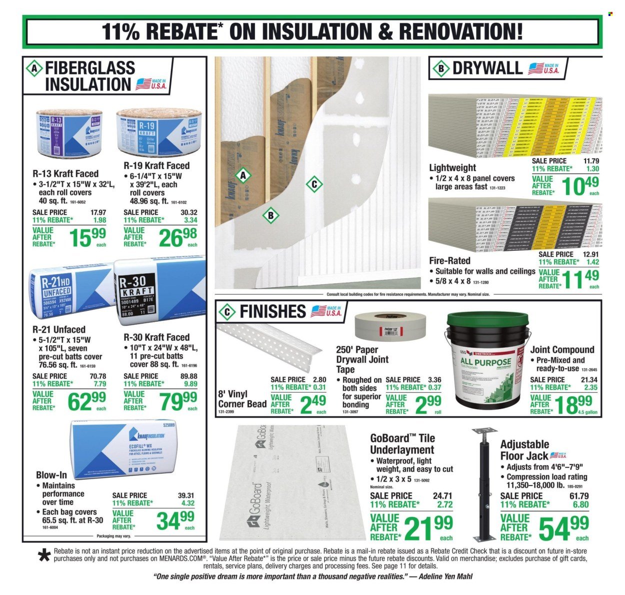 MENARDS ad - 11% Rebate* Sale