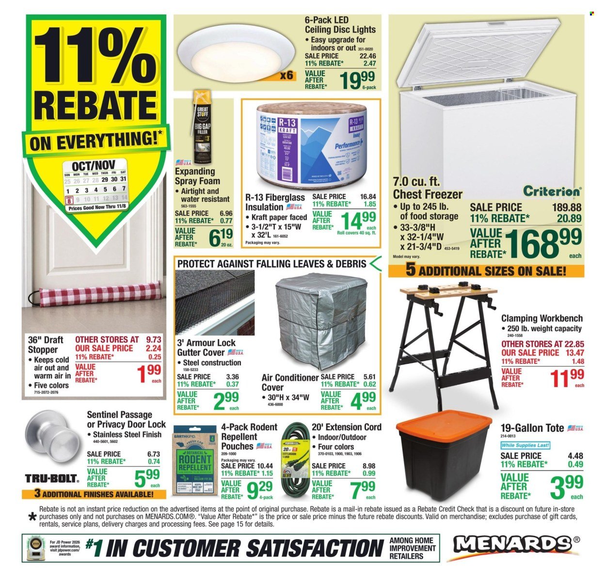 MENARDS ad - 11% Rebate* Sale