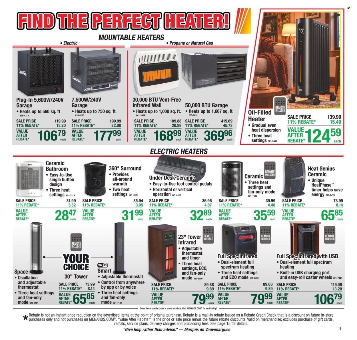 MENARDS ad - 11% Rebate* Sale