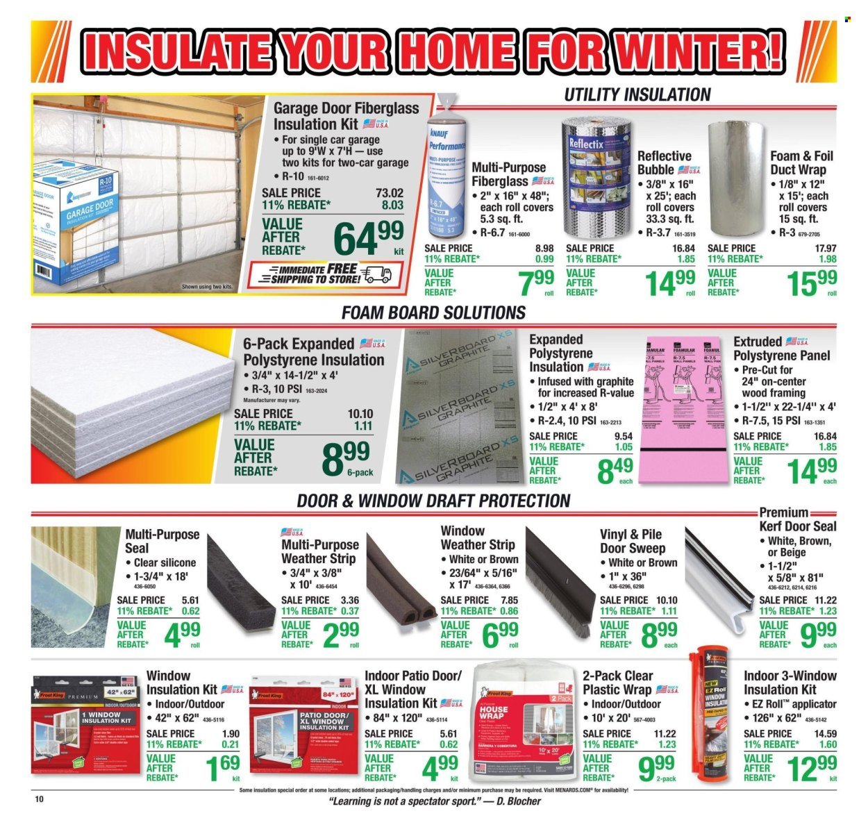 MENARDS ad - 11% Rebate* Sale