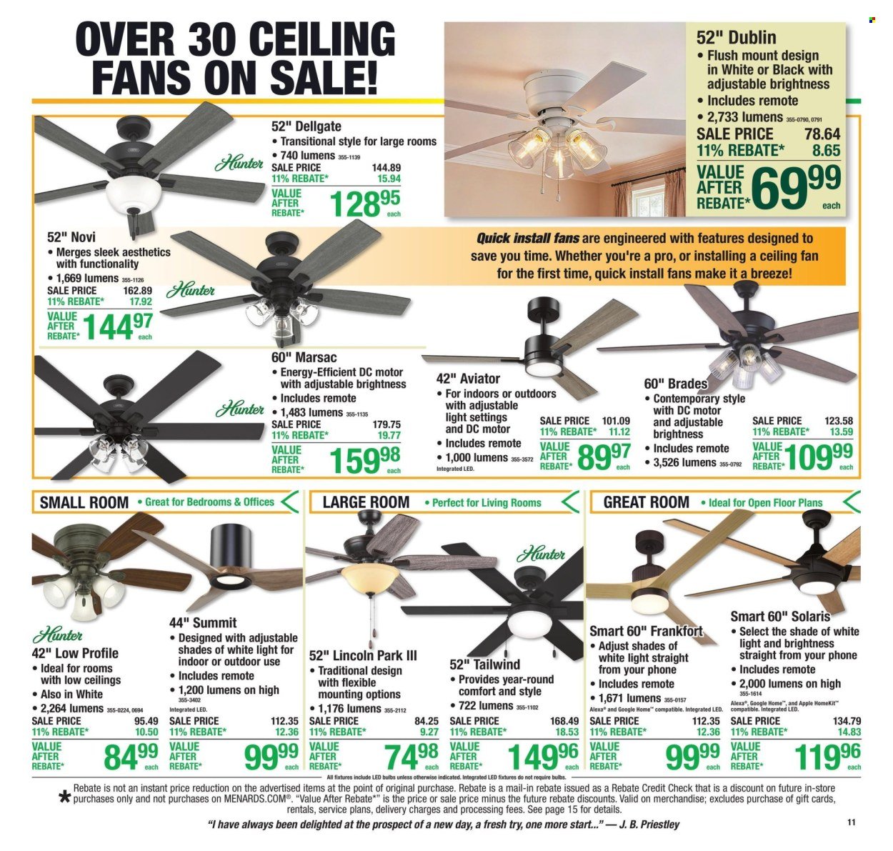 MENARDS ad - 11% Rebate* Sale