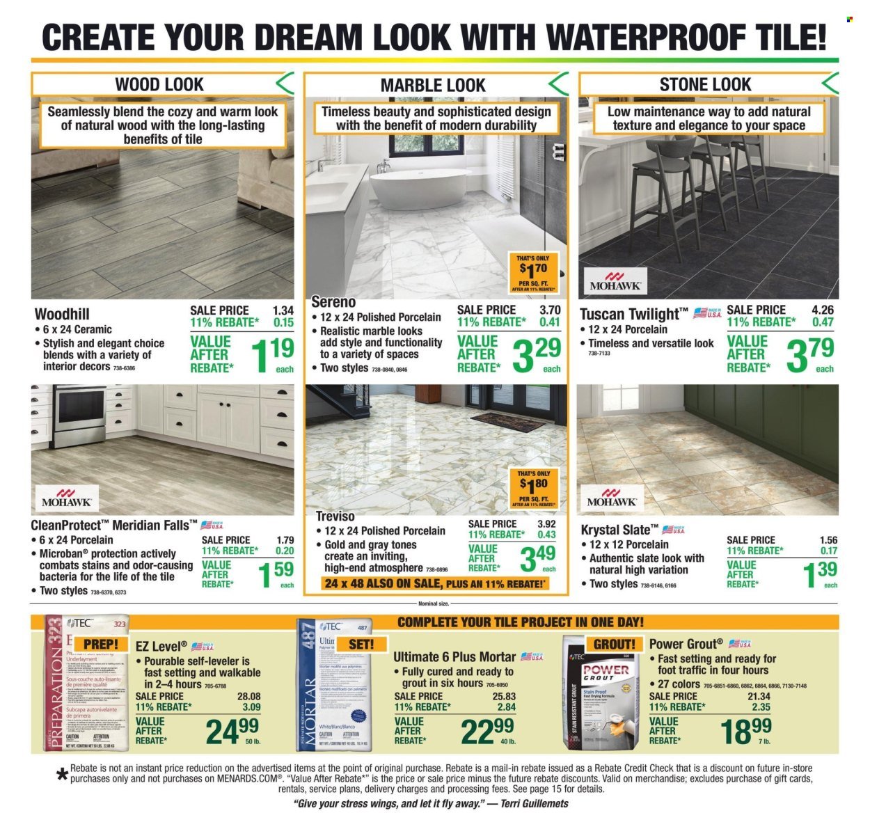 MENARDS ad - 11% Rebate* Sale