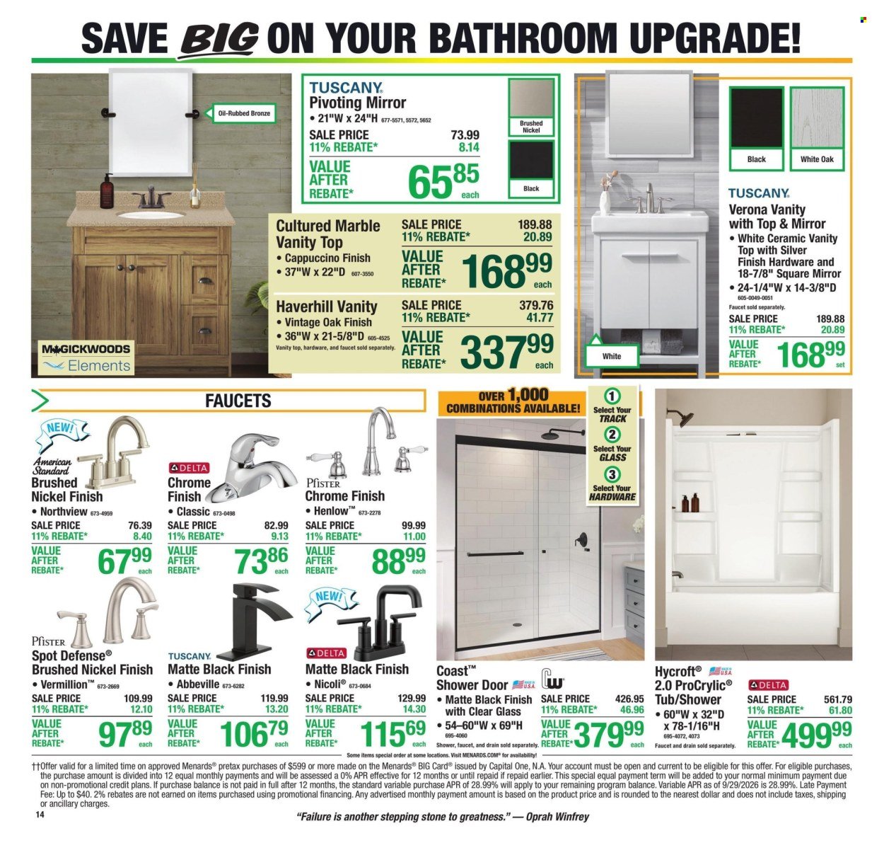 MENARDS ad - 11% Rebate* Sale