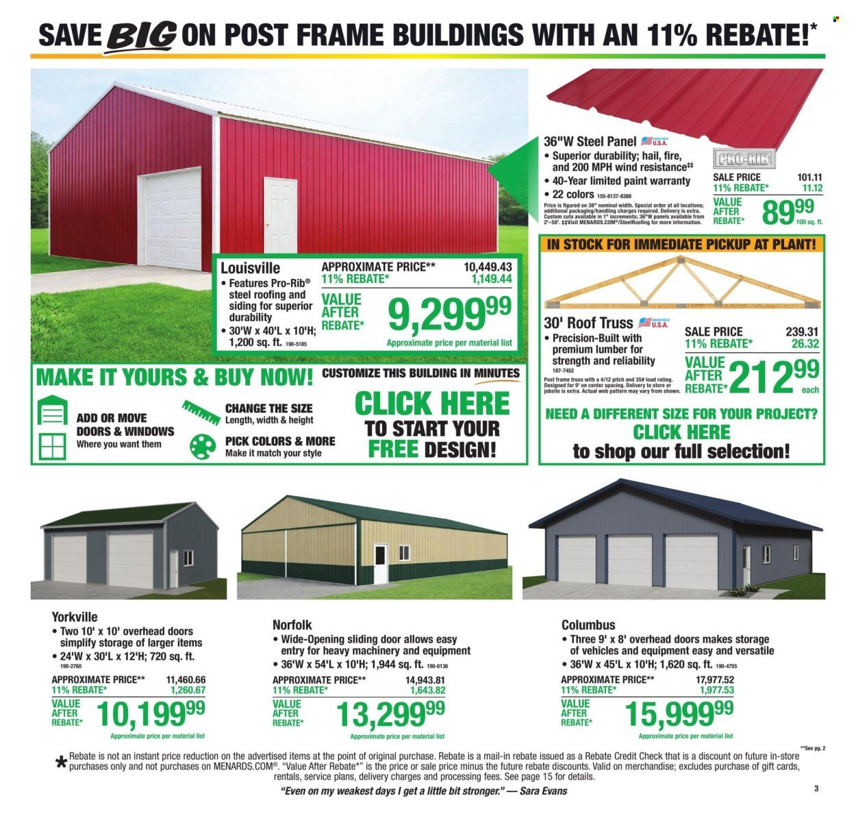 MENARDS ad - 11% Rebate* Sale