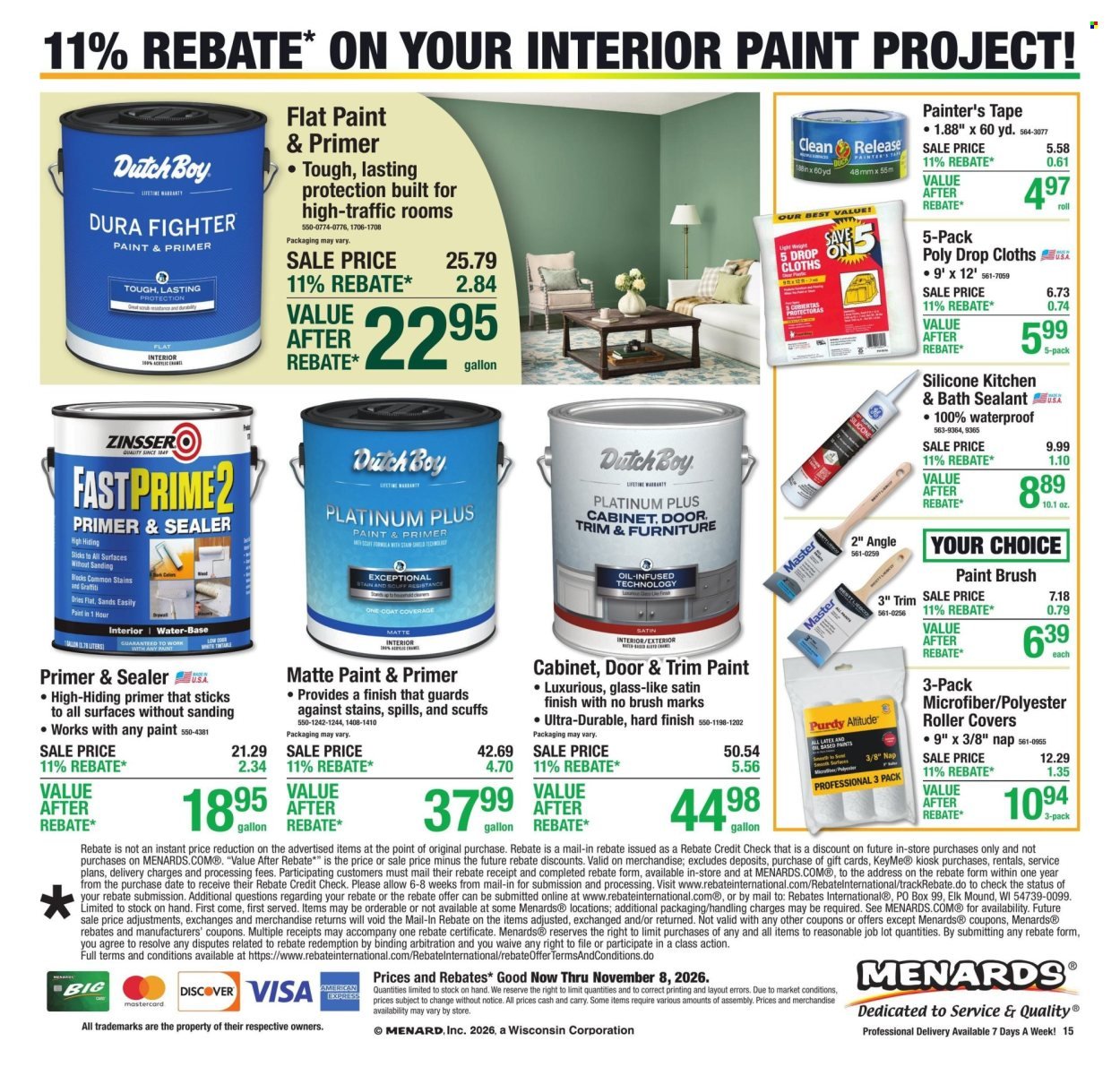 MENARDS ad - 11% Rebate* Sale