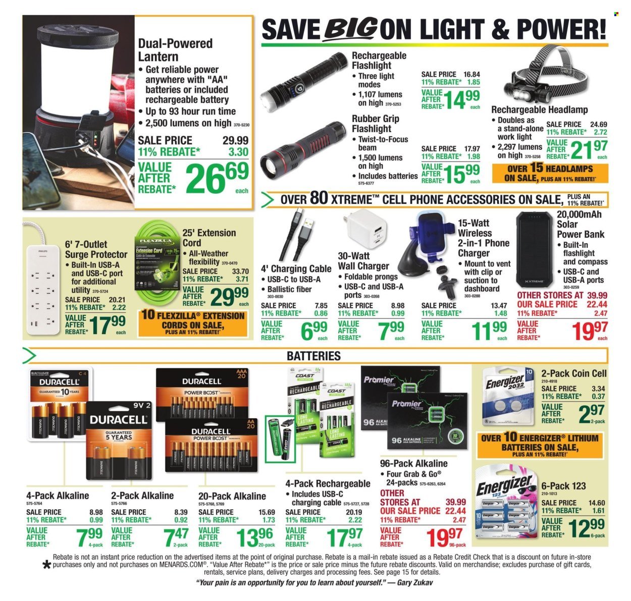 MENARDS ad - 11% Rebate* Sale