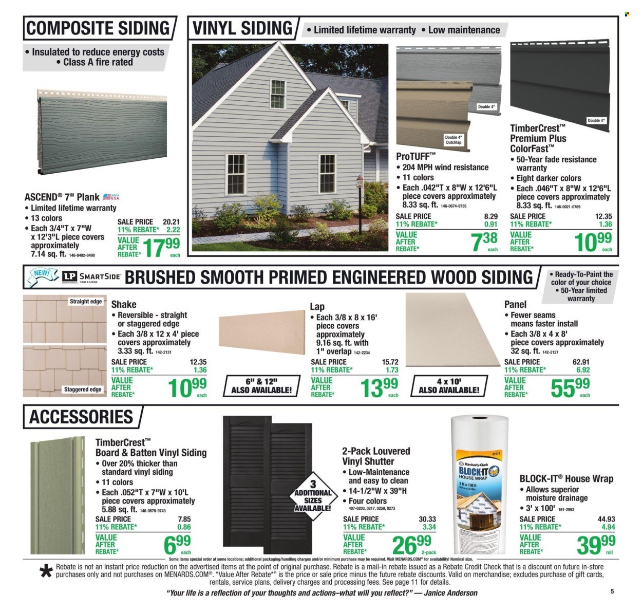 MENARDS ad - 11% Rebate* Sale