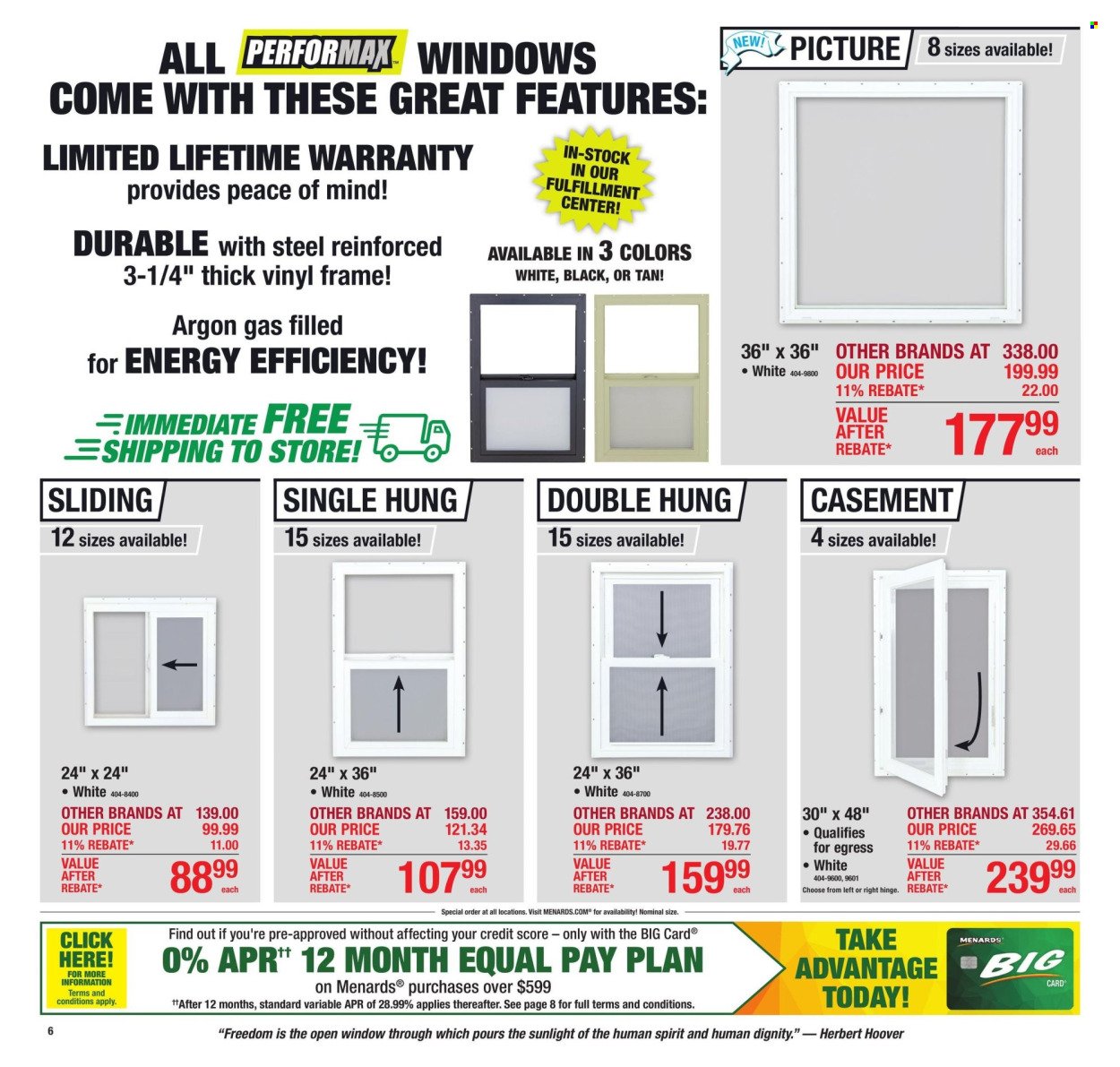 MENARDS ad - 11% Rebate* Sale