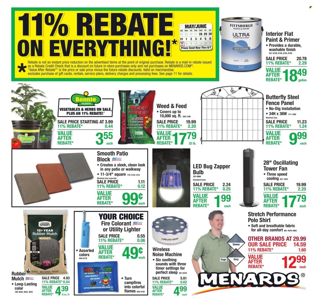 MENARDS ad - 11% Rebate* Sale