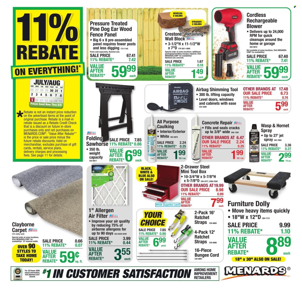 MENARDS ad - 11% Rebate* Sale
