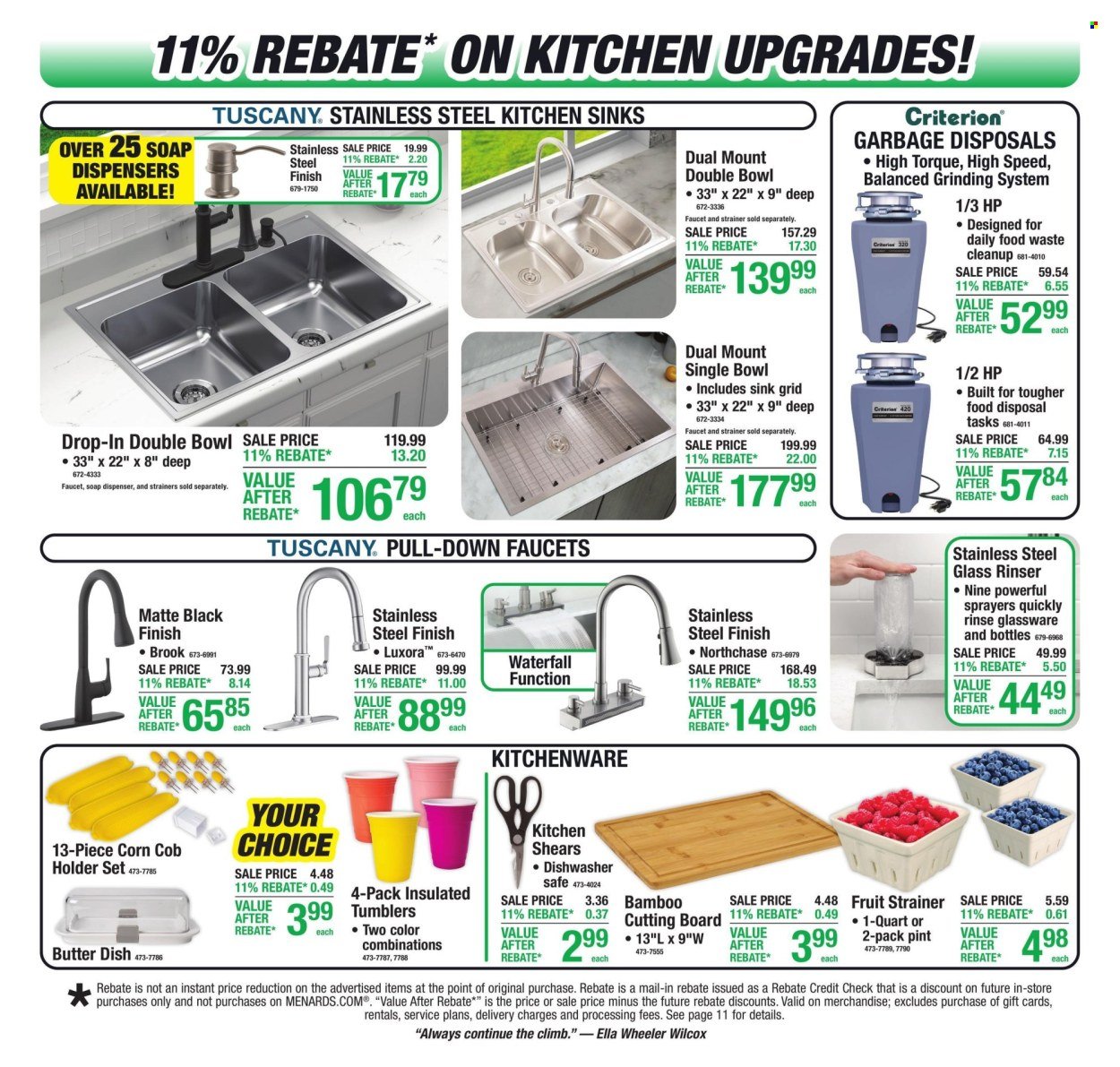 MENARDS ad - 11% Rebate* Sale