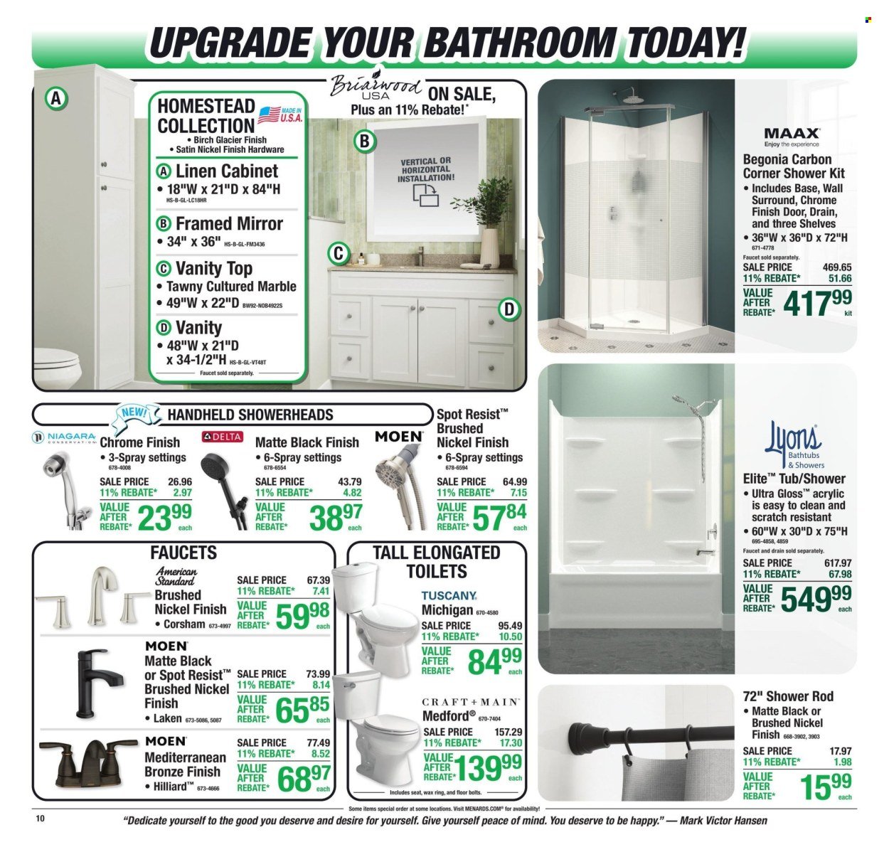 MENARDS ad - 11% Rebate* Sale