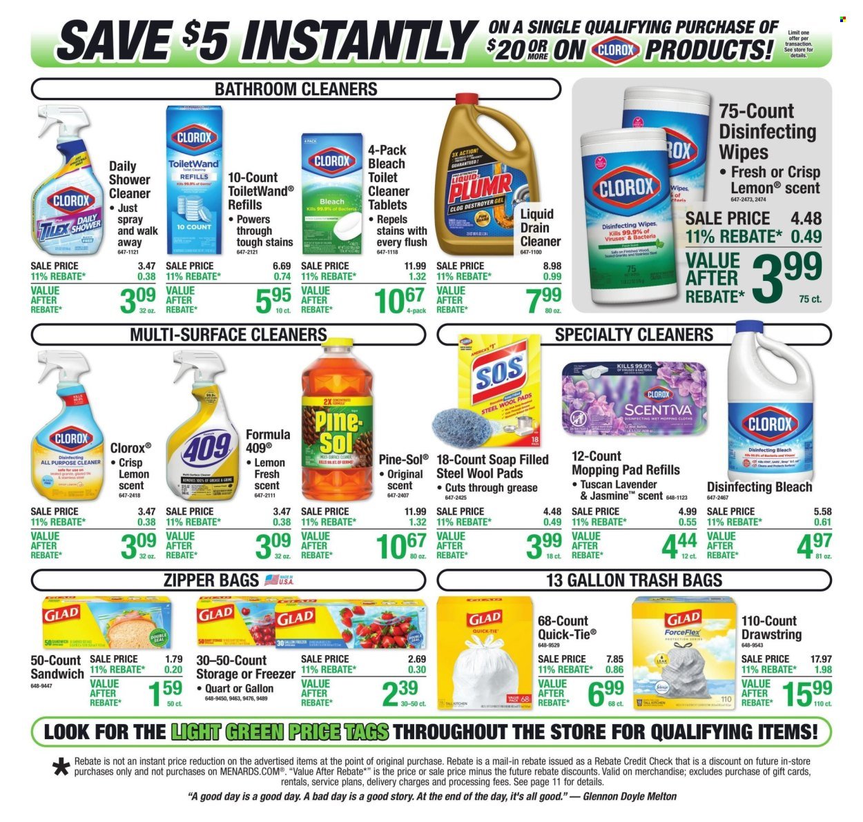 MENARDS ad - 11% Rebate* Sale