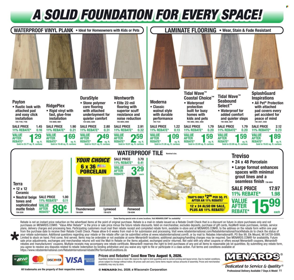 MENARDS ad - 11% Rebate* Sale