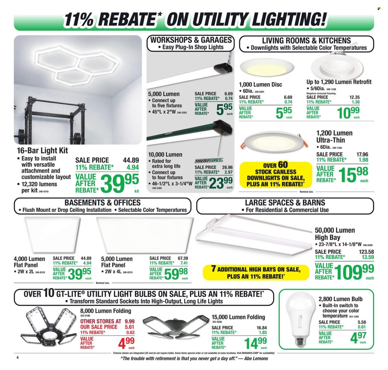 MENARDS ad - 11% Rebate* Sale