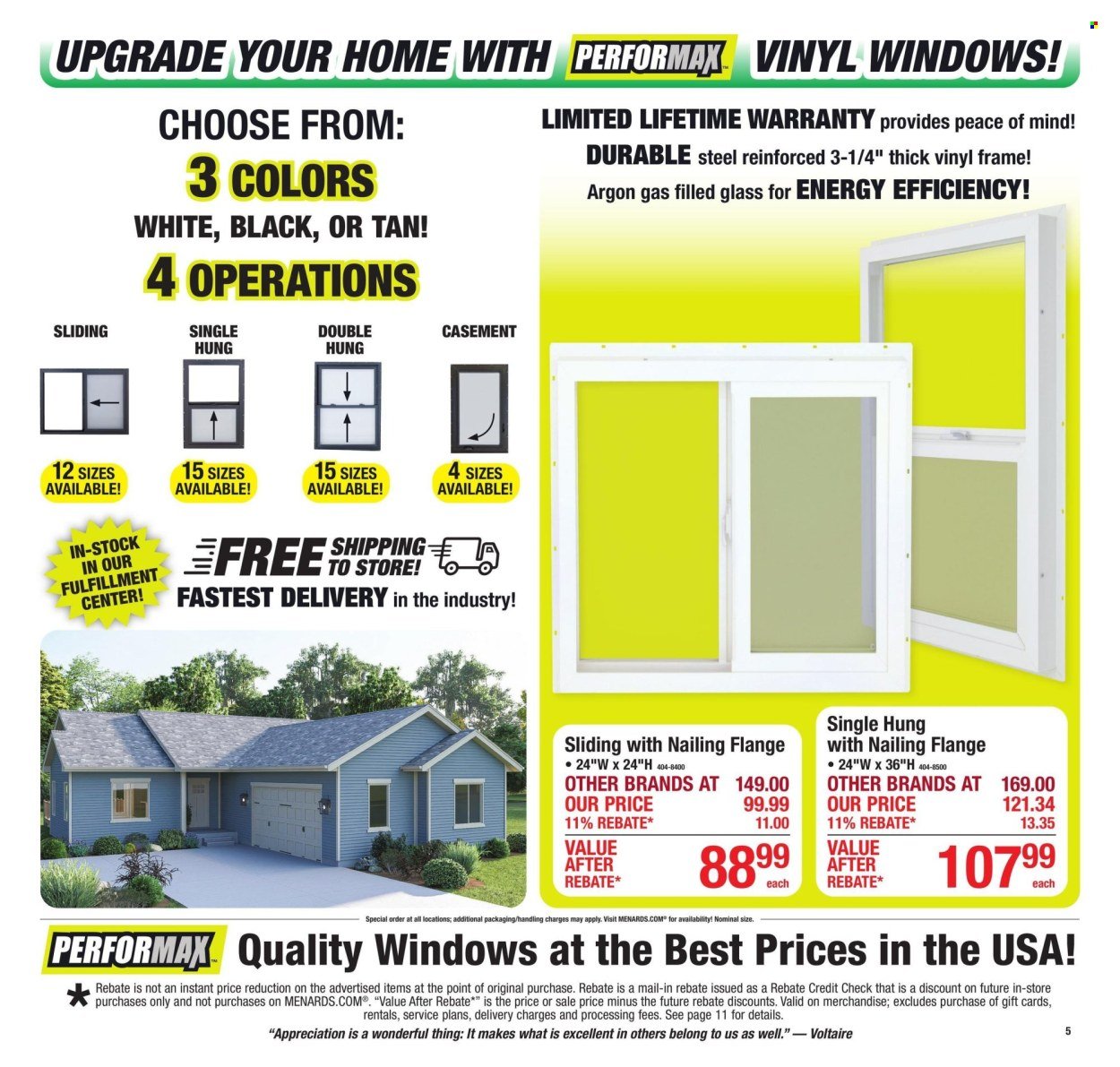 MENARDS ad - 11% Rebate* Sale