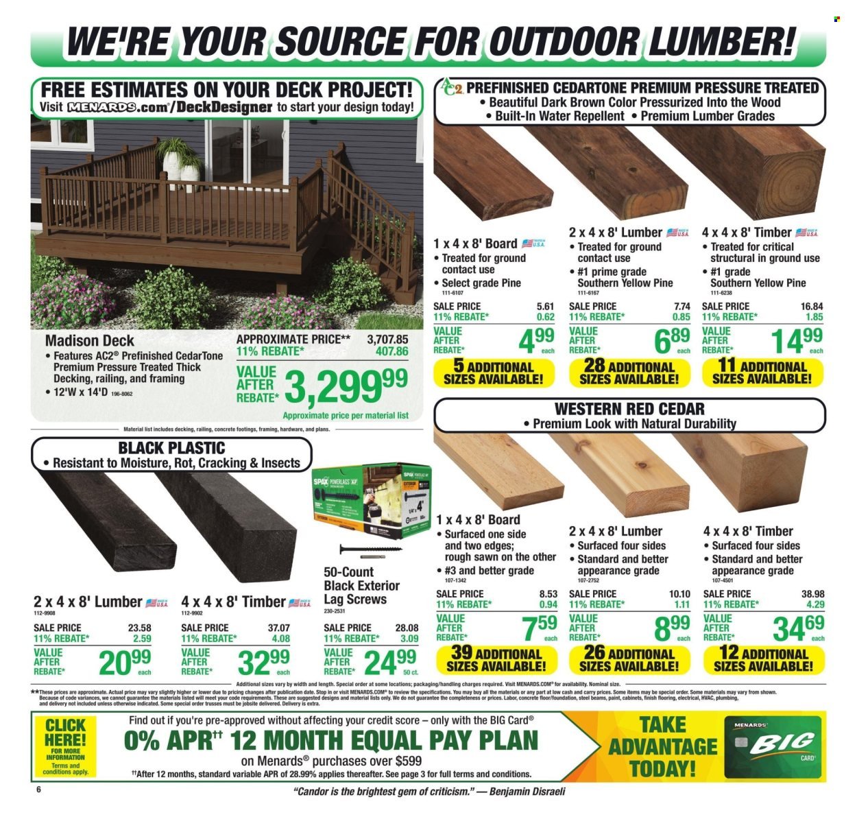MENARDS ad - 11% Rebate* Sale