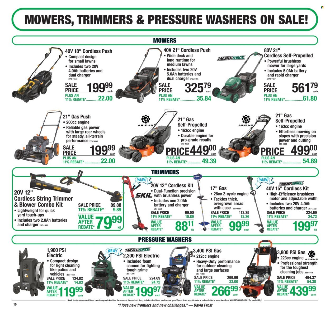 MENARDS ad - 11% Rebate Sale