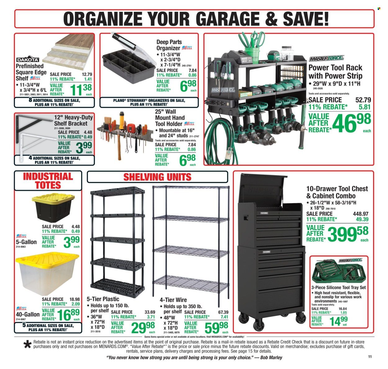MENARDS ad - 11% Rebate Sale