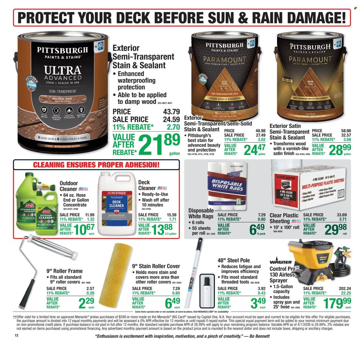 MENARDS ad - 11% Rebate Sale
