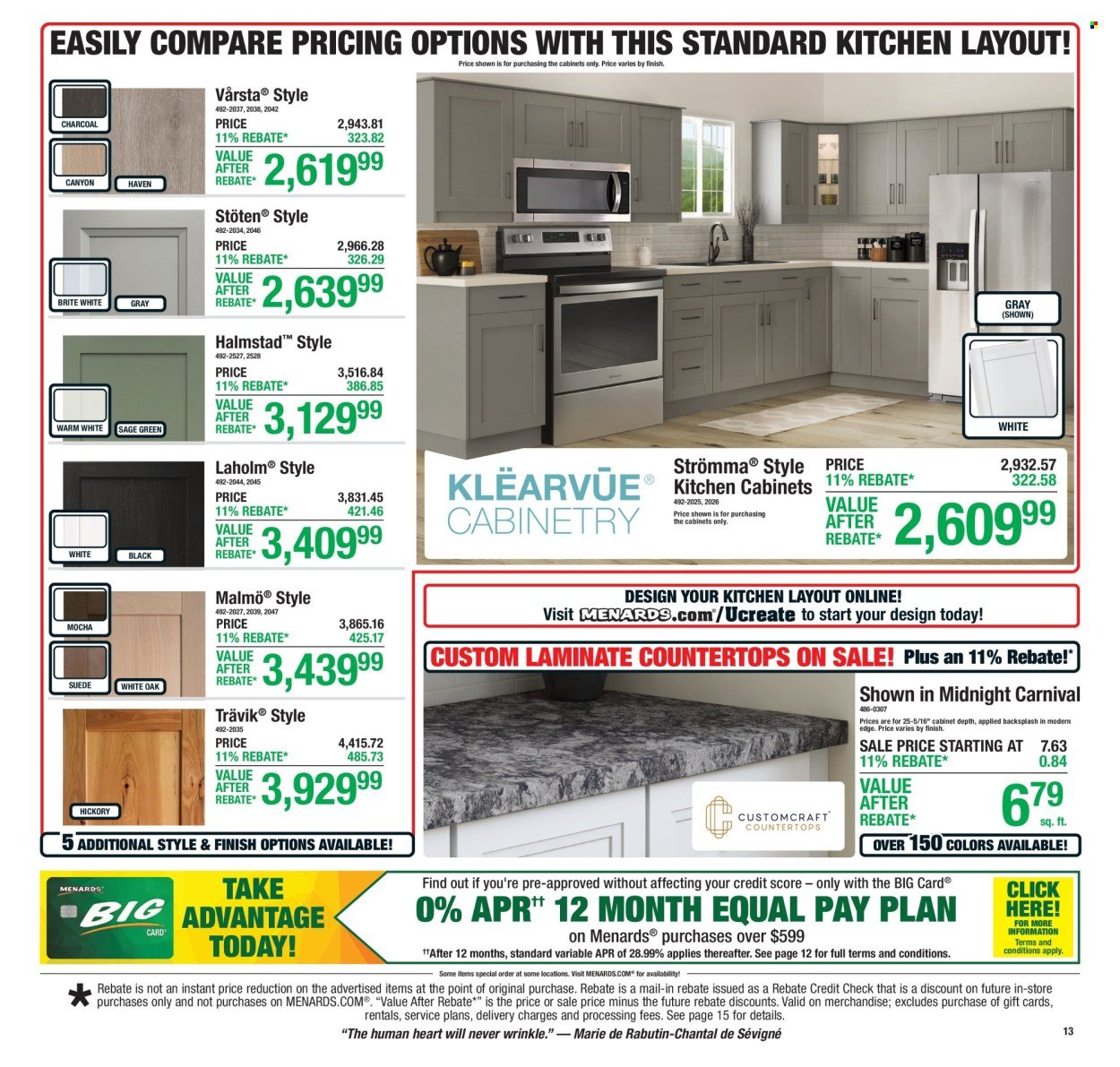 MENARDS ad - 11% Rebate Sale
