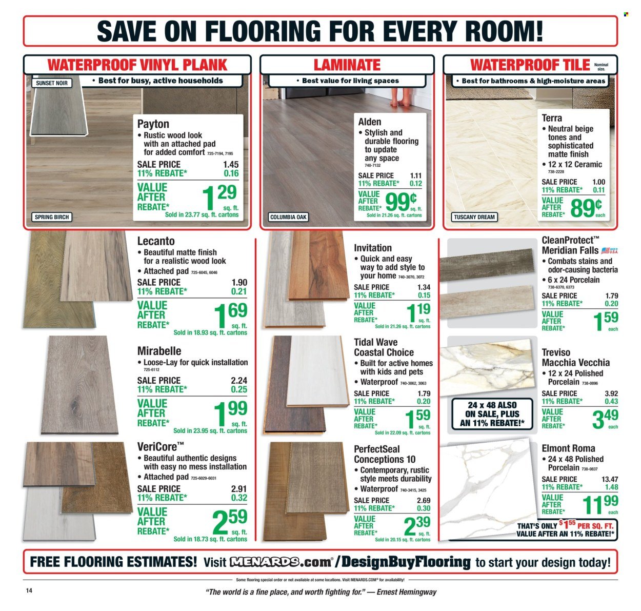 MENARDS ad - 11% Rebate Sale