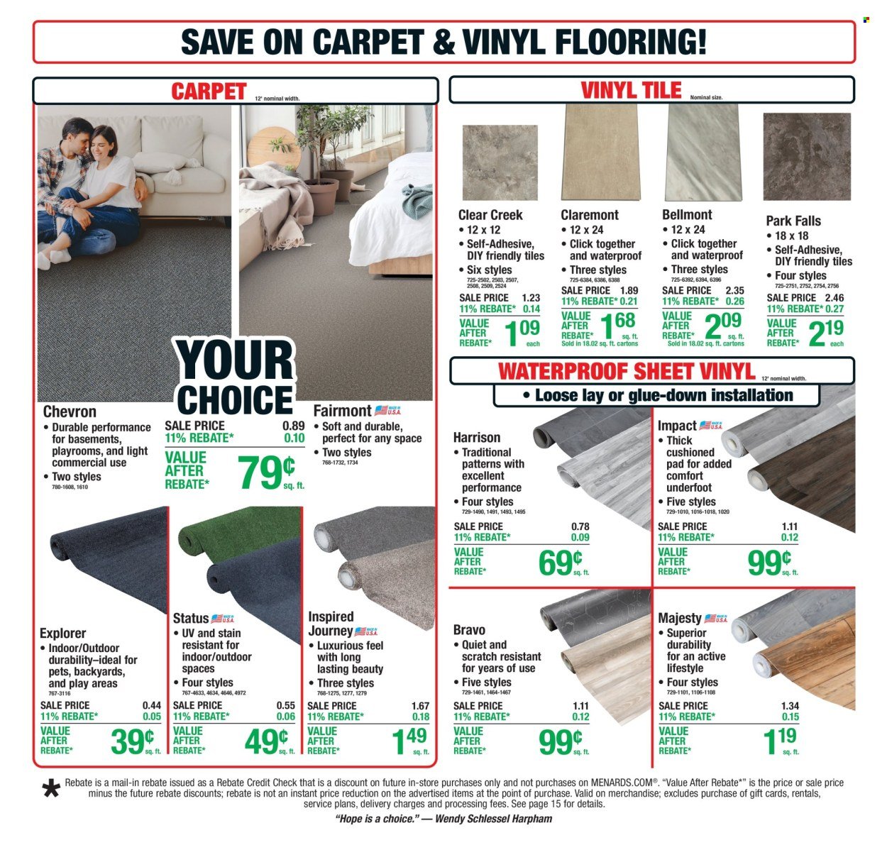 MENARDS ad - 11% Rebate Sale