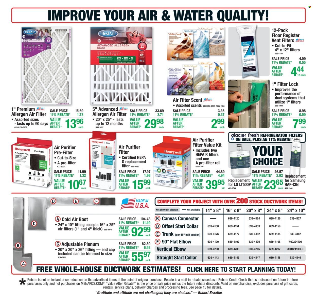 MENARDS ad - 11% Rebate Sale