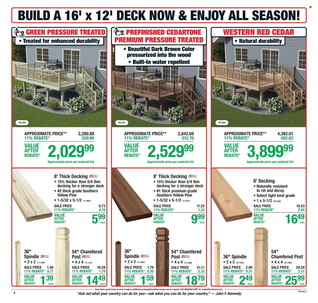 MENARDS ad - 11% Rebate Sale