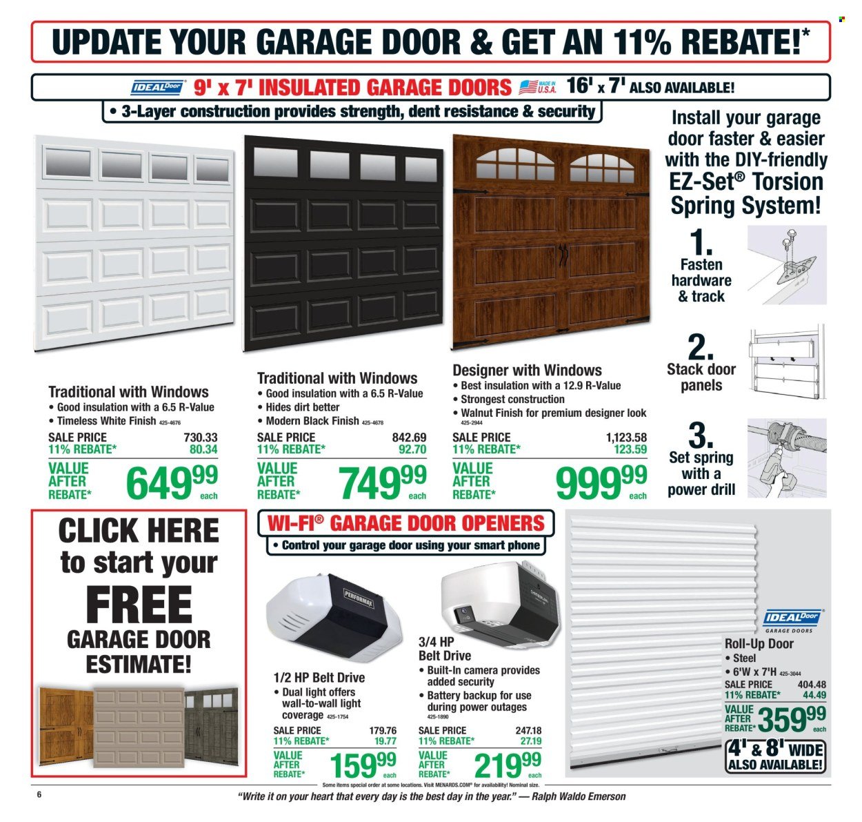 MENARDS ad - 11% Rebate Sale