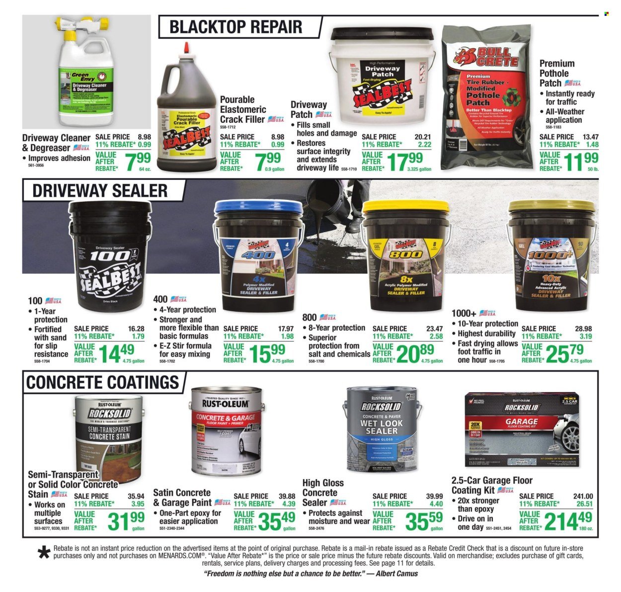 MENARDS ad - 11% Rebate* Sale