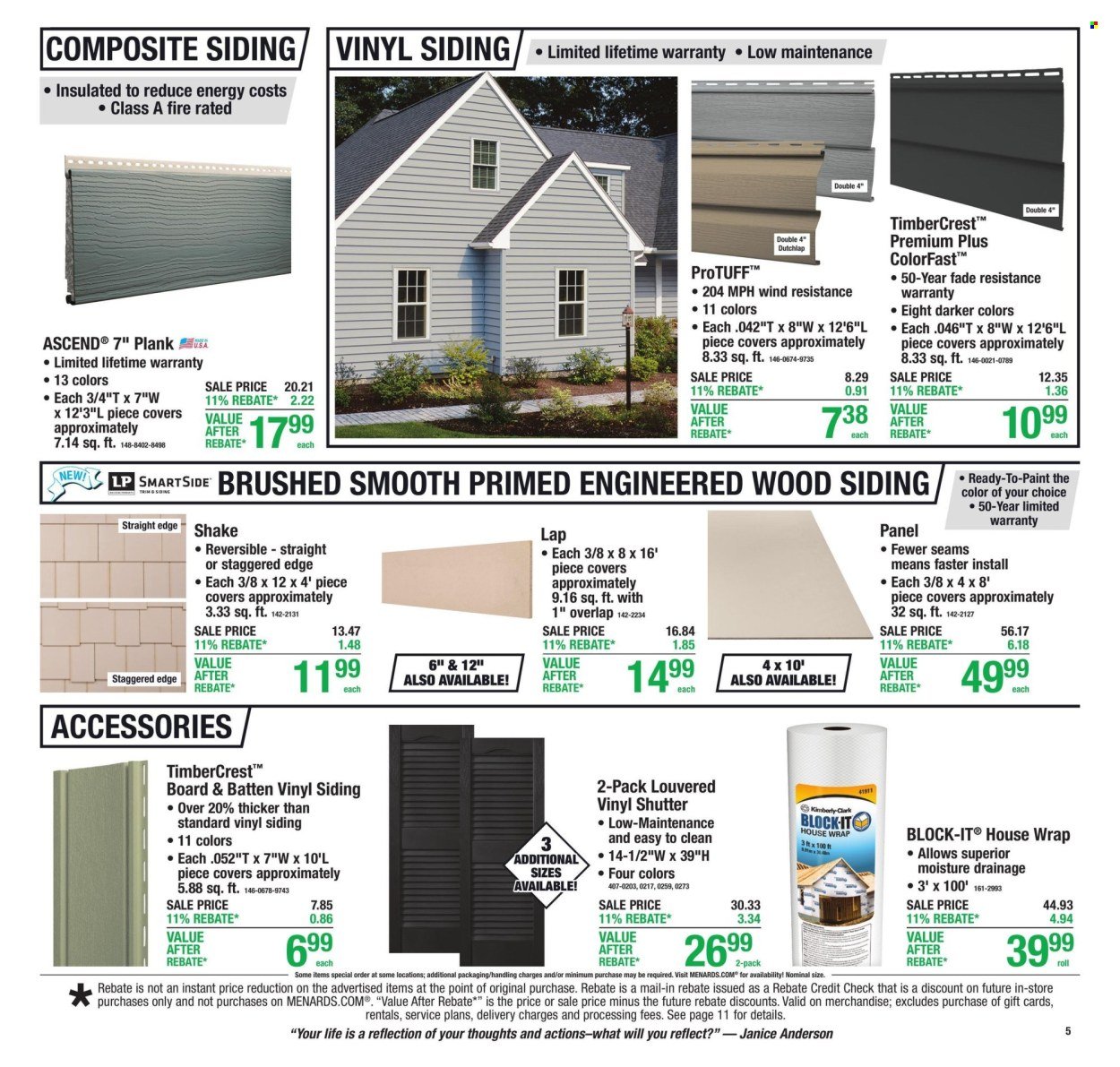 MENARDS ad - 11% Rebate* Sale