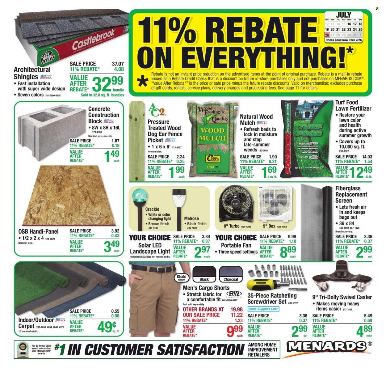 MENARDS ad - 11% Rebate* Sale