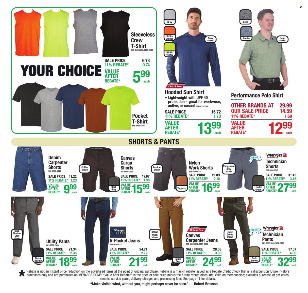 MENARDS ad - 11% Rebate* Sale