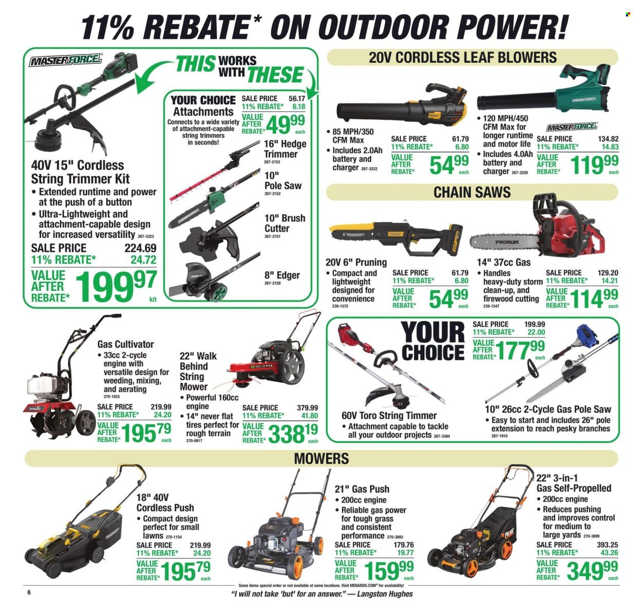 MENARDS ad - 11% Rebate* Sale